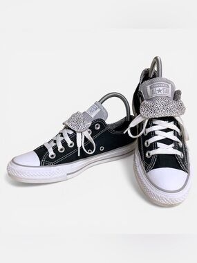 Converse Chuck Taylor All Star Double Tongue Ox Sneakers in Black/White Size 8